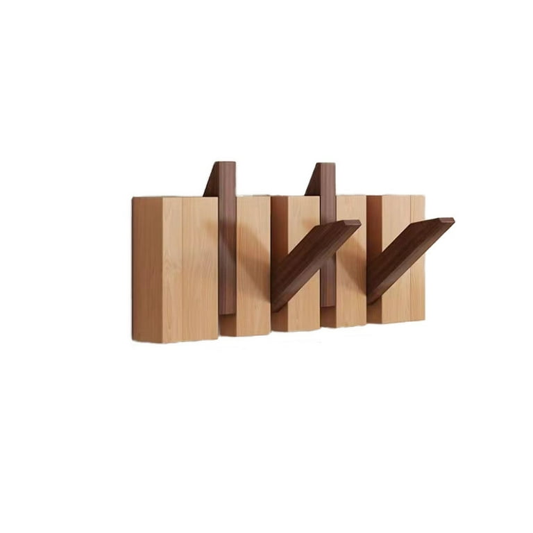 Natural Wood Wall Mounted Piano Coat Rack 4 Flip Down Hooks Solid Wood Entryway Wall Art Hook Rack Space Saving Wall Mount Design Punch free Wall Japanese Style Entrance Clothes Hook Walmart