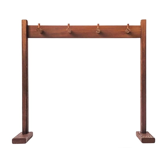 Natural Wood Wind Chimes Display Rack with 5 Hook Easy Assembly Gong Stand