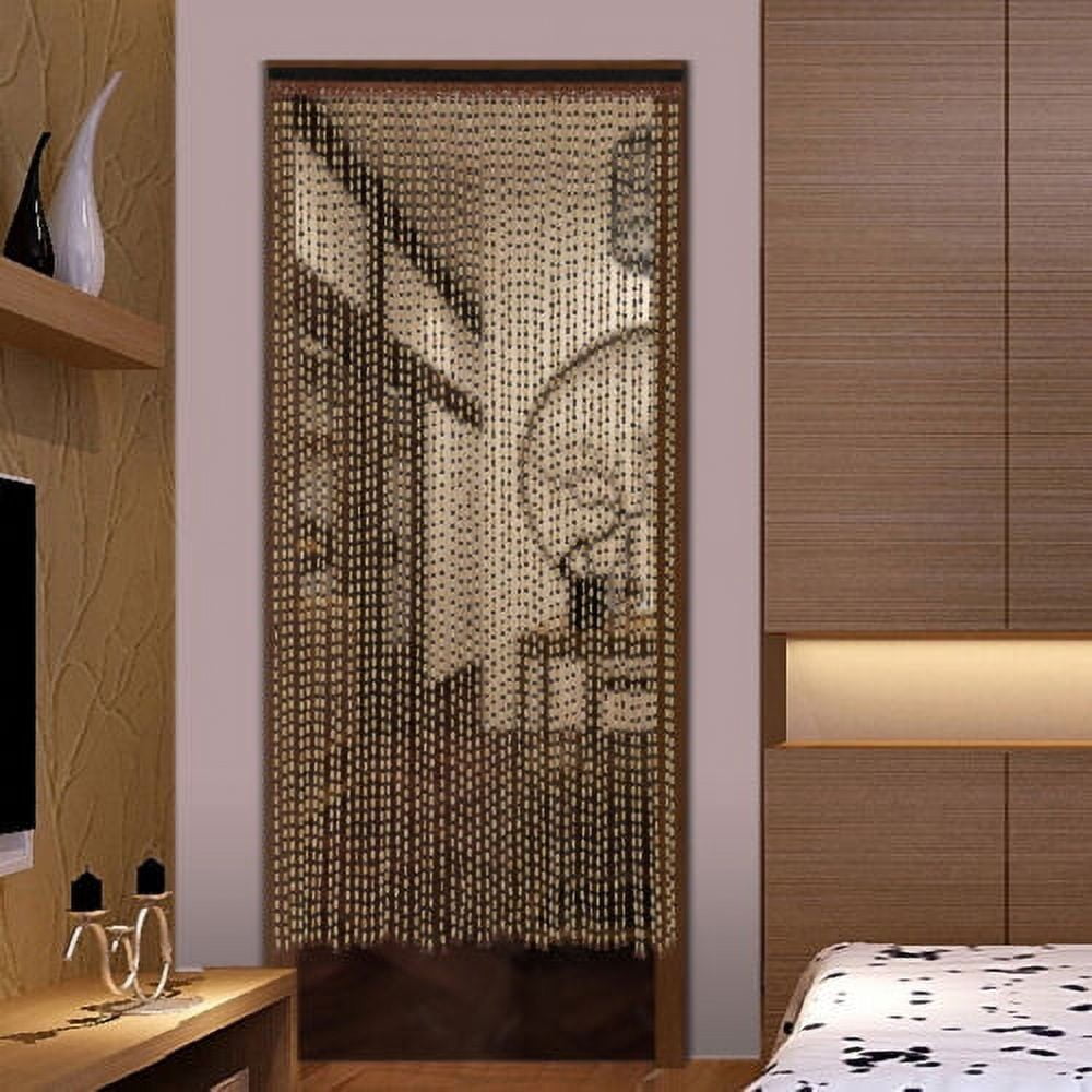 Natural Wood and Bamboo Beaded Curtain-Bamboo Doorway Room Divider Decorative