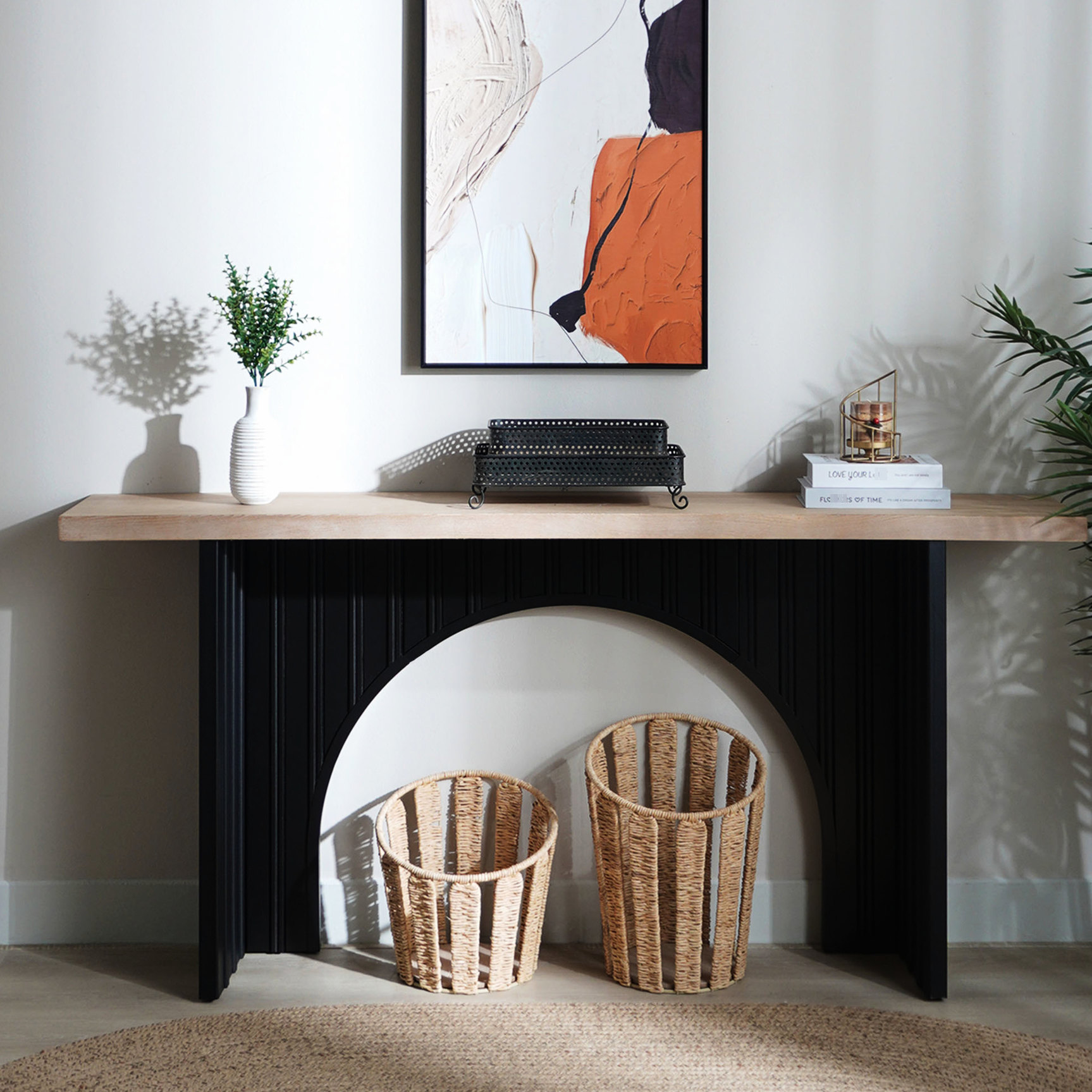 Natural Wood and Black Arch - Stable for Storage and Display - In Small ...
