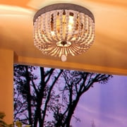 White round boho beaded chandeliers semi flush mount ceiling light ,small chandelier light fixture 3-light, for baby's nursery,Bedroom,girl room