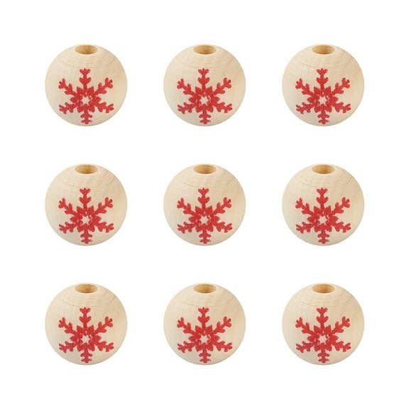 Natural Wooden Beads Round with Snowflake Pattern BurlyWood 5/8 inch(16mm) Hole: 4mm