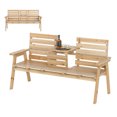 thumbnail image 1 of Natural Wooden Bench with Foldable Middle Table  2-3 Person  Fir Wood 710 LBS Capacity, 1 of 10