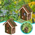 thumbnail image 1 of Natural Wooden Hummingbird Handmade Bird Shelter for Garden Patio Outdoor Decoration Villa Style Hanging Birdhouse for Birds, 1 of 6