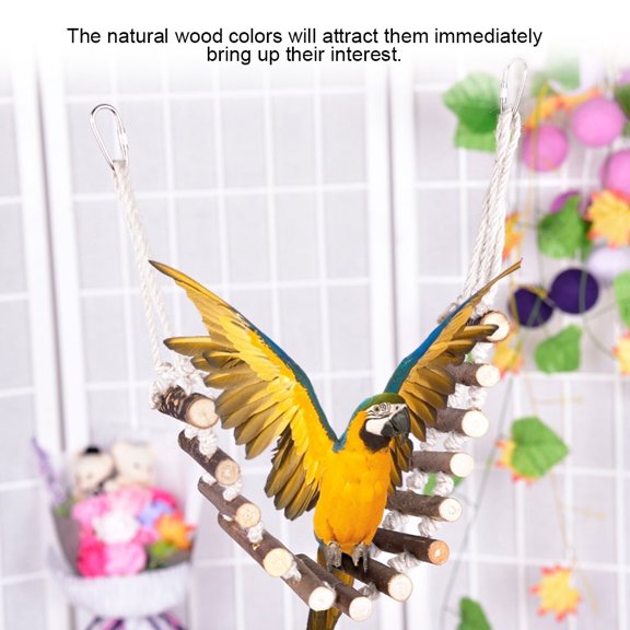 Natural Wooden Bird Swing Bridge Ladder Toy