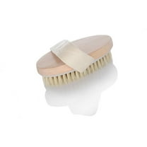 Natural Wooden Body Brush with Boar Bristles - Exfoliating Bath & Shower Brush for Dry/Sensitive Skin (12x6.5cm)