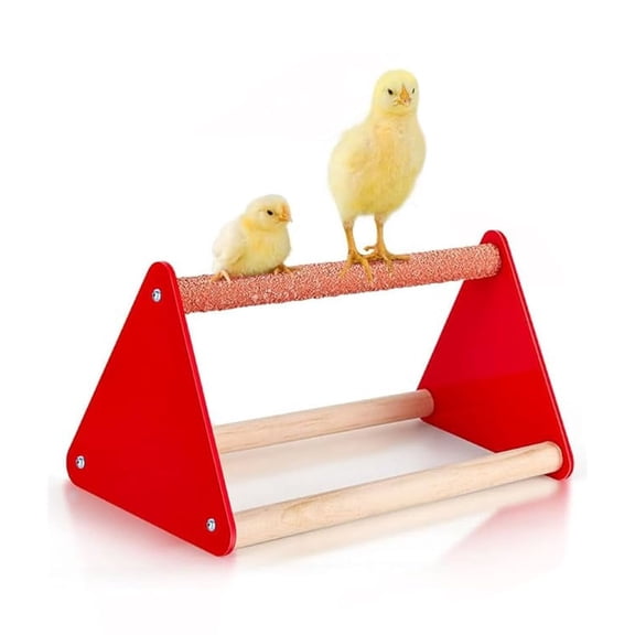 Natural Wooden Chick Perch Stand Solid Wood Roosting Bar for Brooder and Coop Easy to Assemble Training Stand for Baby Chicks Birds and Small Poultry RED