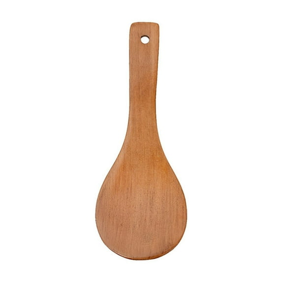 Natural Wooden Circular Rice Spoon for Kitchen & Home, Environmentally Friendly Safe Robust Wood Serving Scoop, Anti-Scratch Cookware Utensil (8 x 3 inch)