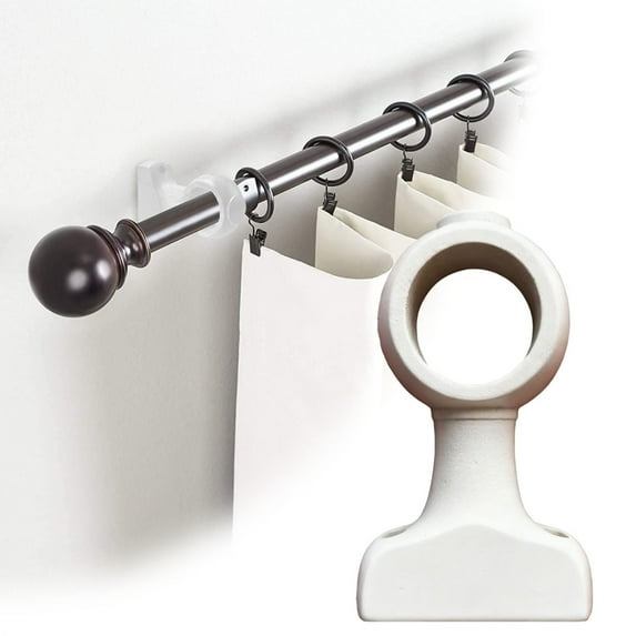 Natural Wooden Curtain Rod Brackets - Sturdy Holders For 1.4"(1 2/5") Poles, Decorative Supports For Living Room & Bedroom (D)