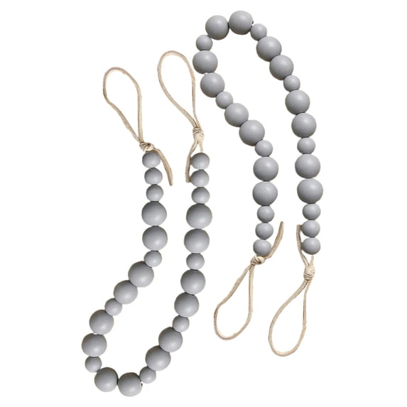 Natural Wooden Curtain Ties,Wood Bead Curtain Tiebacks with Hooks,Curtain Holdbacks for Window Draperies,Farmhouse Curtain Tiebacks, Curtain Tie Backs for Home Office Room Decor(Grey1)