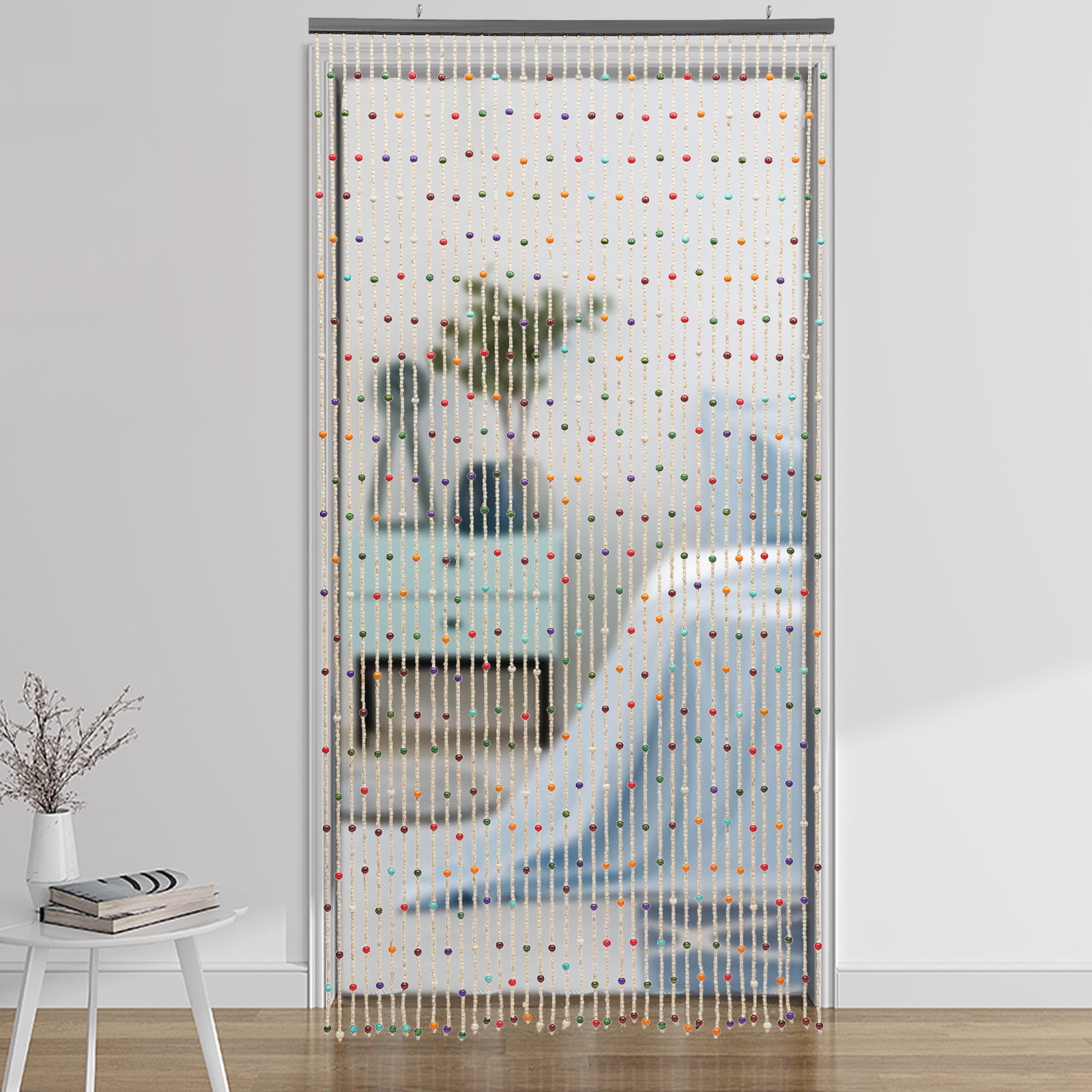 Natural Wooden Door Beaded Curtain, Doorway Beads, Front Door Decor Curtains, Color Door Curtain Beads