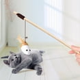 thumbnail image 1 of Natural Wooden Handle Cat Teaser Wand, Interactive Cat Toy with Elastic Rope, Linen Mouse, Feather & Bell for Kitten & Adult Cat Play, Exercise & Bonding,A, 1 of 6