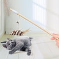 thumbnail image 1 of Natural Wooden Handle Cat Teaser Wand, Interactive Cat Toy with Elastic Rope, Linen Mouse, Feather & Bell for Kitten & Adult Cat Play, Exercise & Bonding,B, 1 of 6
