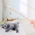 thumbnail image 1 of Natural Wooden Handle Cat Teaser Wand, Interactive Cat Toy with Elastic Rope, Linen Mouse, Feather & Bell for Kitten & Adult Cat Play, Exercise & Bonding,C, 1 of 6