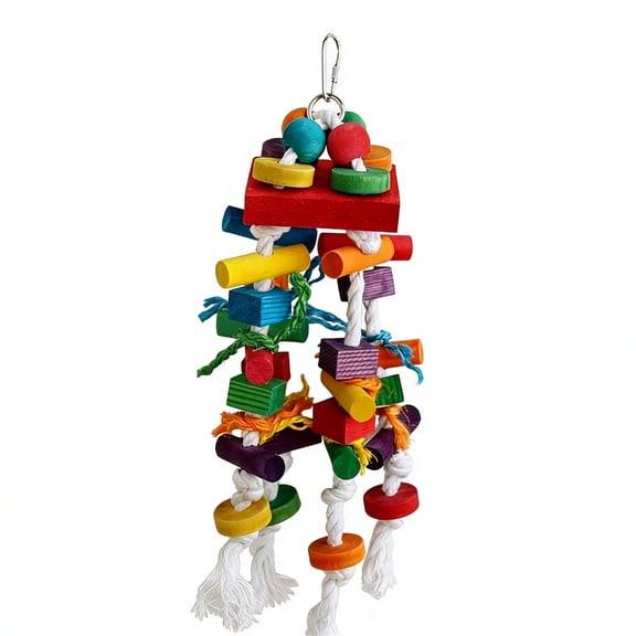 Natural Wooden Large Bird Chew Toy Exercise Block For Medium to Large Parrots