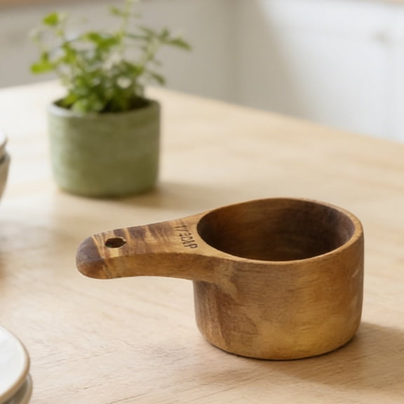 Natural Wooden Measuring Cup, Eco Friendly Tool for Dry Ingredients and Kitchen Baking