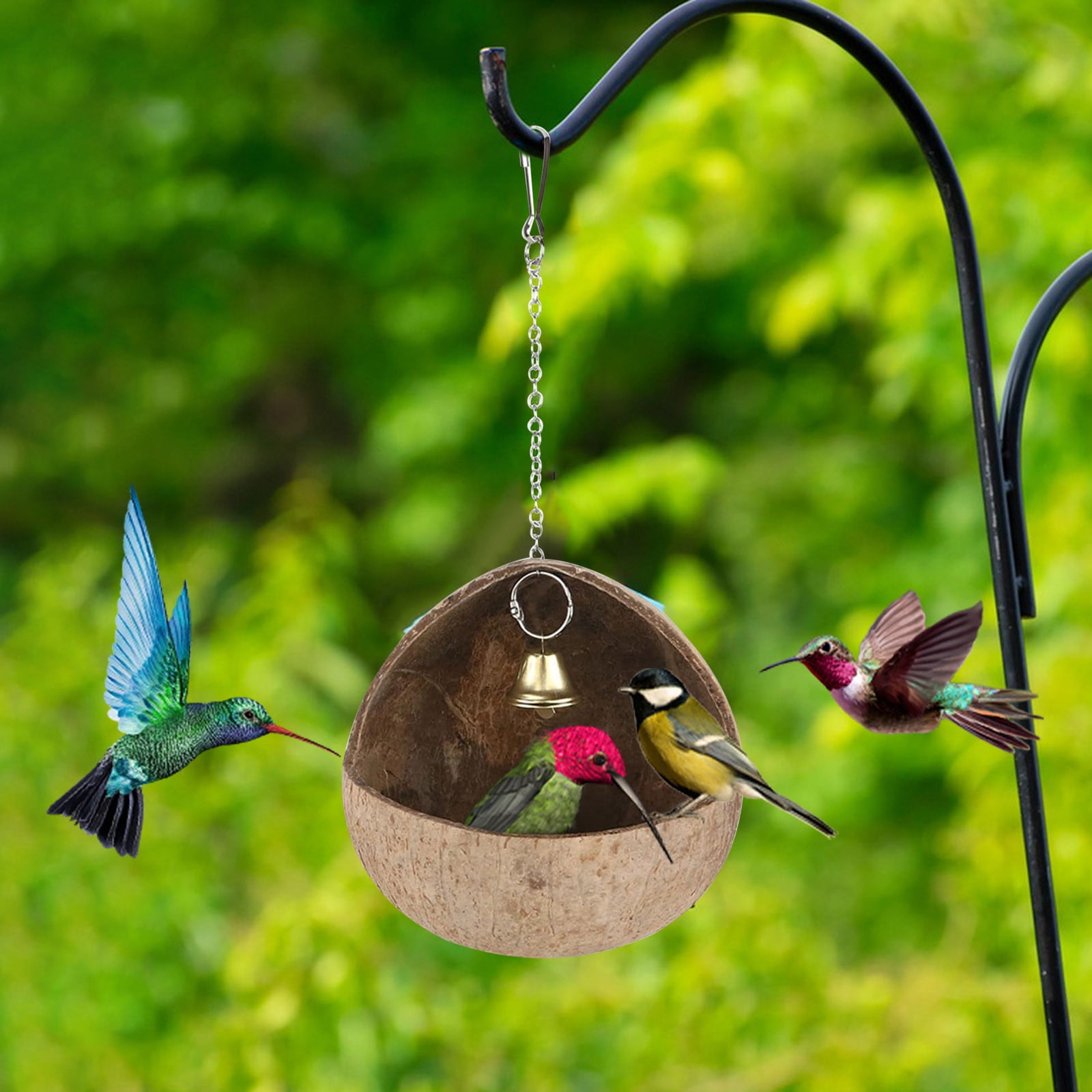 Image showcasing Natural Wooden Parrot Breeding Box Birdhouse with Chew Toys Swing ...