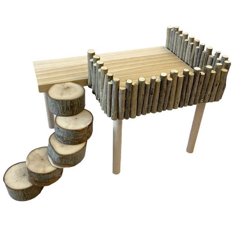 Natural Wooden Platform Stand Shelf For Hamster Golden Bear Double Floor Cage Accessories For Climbing Playing