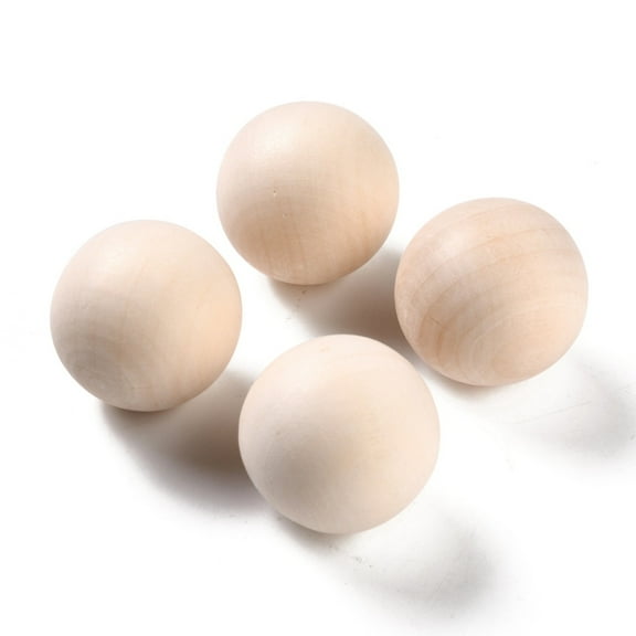 Natural Wooden Round Ball DIY Decorative Wood Crafting Balls Unfinished Wood Sphere No Hole/Undrilled Undyed BurlyWood 29.5mm