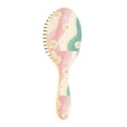 thumbnail image 1 of Natural Wooden Round Hair Brush - Wooden Cushion Massage Comb for Straight and Curly Hair, Promotes Scalp Blood Circulation,Colorful Waves, 1 of 7