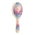 thumbnail image 1 of Natural Wooden Round Hair Brush - Wooden Cushion Massage Comb for Straight and Curly Hair, Promotes Scalp Blood Circulation,Pink Sky, 1 of 7
