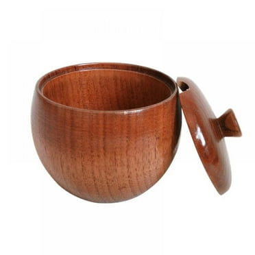 Natural Wooden Salt Cellar Box Spice Jar Sugar Bowl Pepper Box Salt Seasoning Container Storage Box with Lid Kitchen Tool