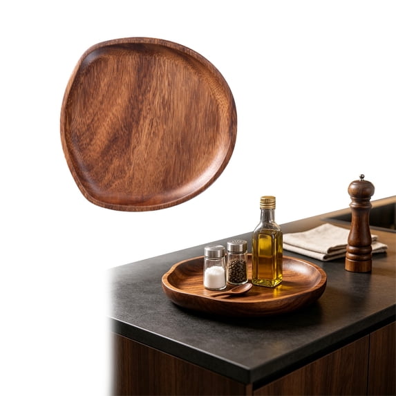 Natural Wooden Serving Tray, Irregular Wood Food Platter, Solid Wood Snack Serving Plate, Handmade Wooden Dessert Tray, Multi-purpose Wooden Display Board, Tea Coffee Serving Dish for Home Use