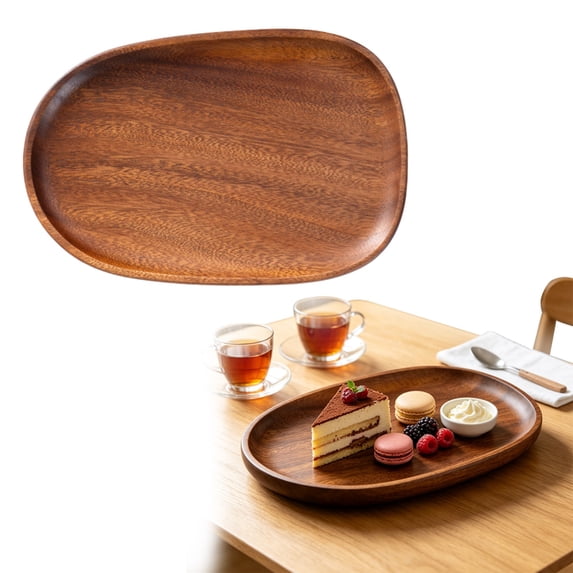 Natural Wooden Serving Tray, Irregular Wood Food Platter, Solid Wood Snack Serving Plate, Handmade Wooden Dessert Tray, Multi-purpose Wooden Display Board, Tea Coffee Serving Dish for Home Use