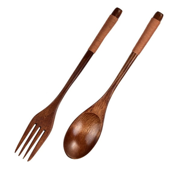 Natural Wooden Spoon And Fork Set For Soup Salad Pastas Ergonomic Long Handle Japanese Design Kitchen Utensils User friendly