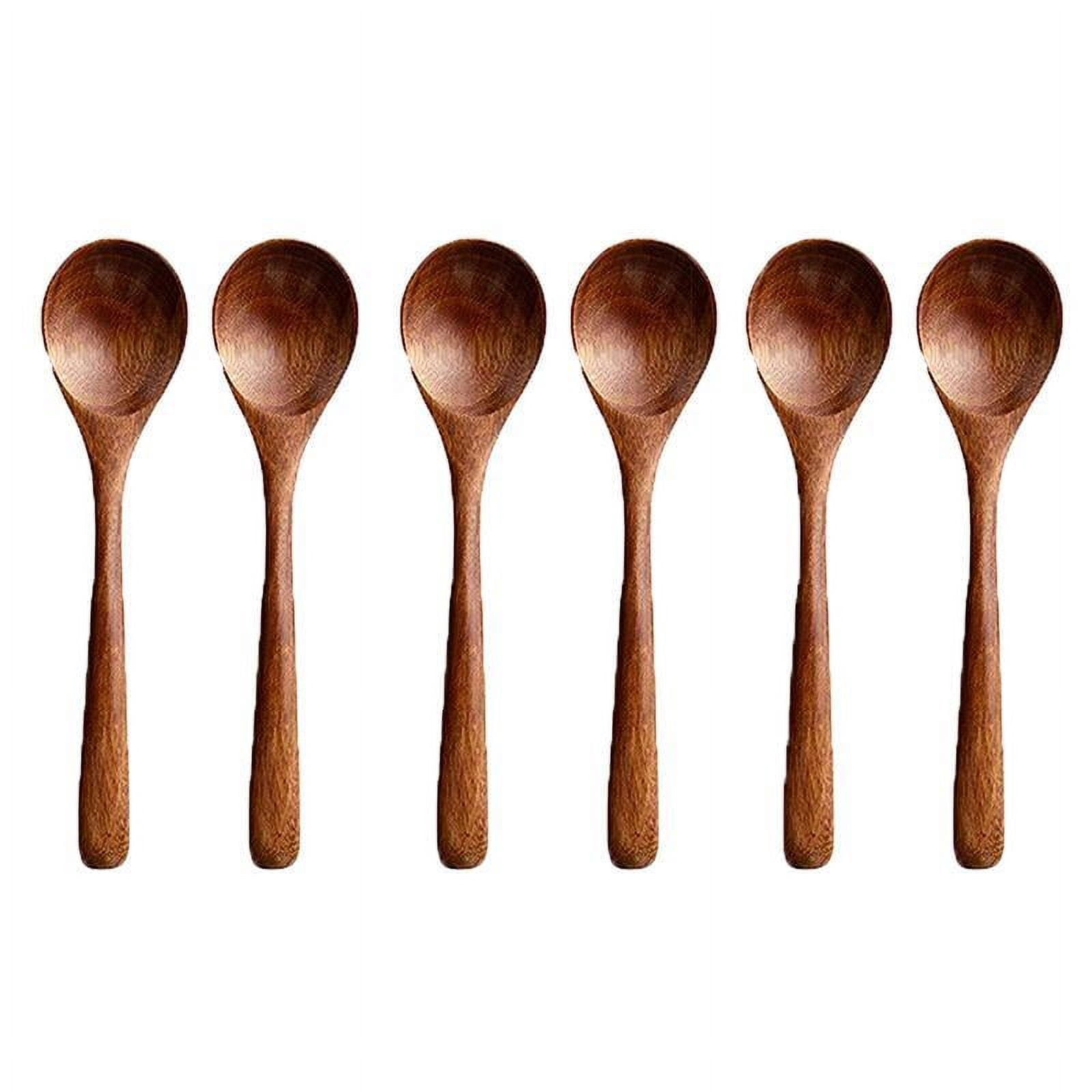 Natural Wooden Spoon Set, 4/6 Counts Multi Specification Durable & Eco ...