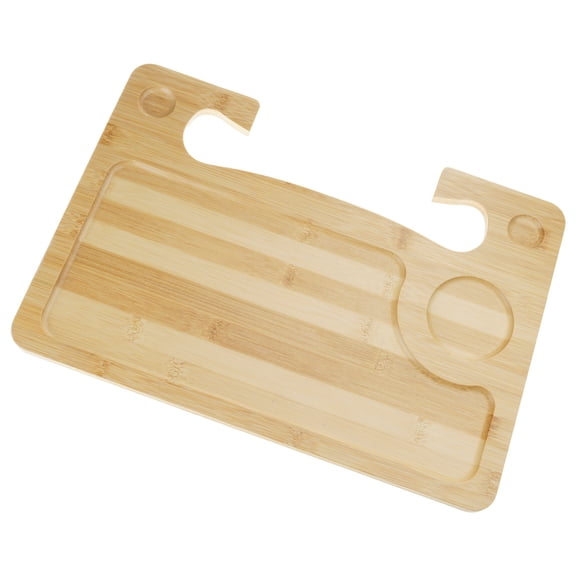 Natural Wooden Steering Wheel Tray Organizers For Vehicles Thickened Meal Laptop Desk Secure Clasp Fastening Portable