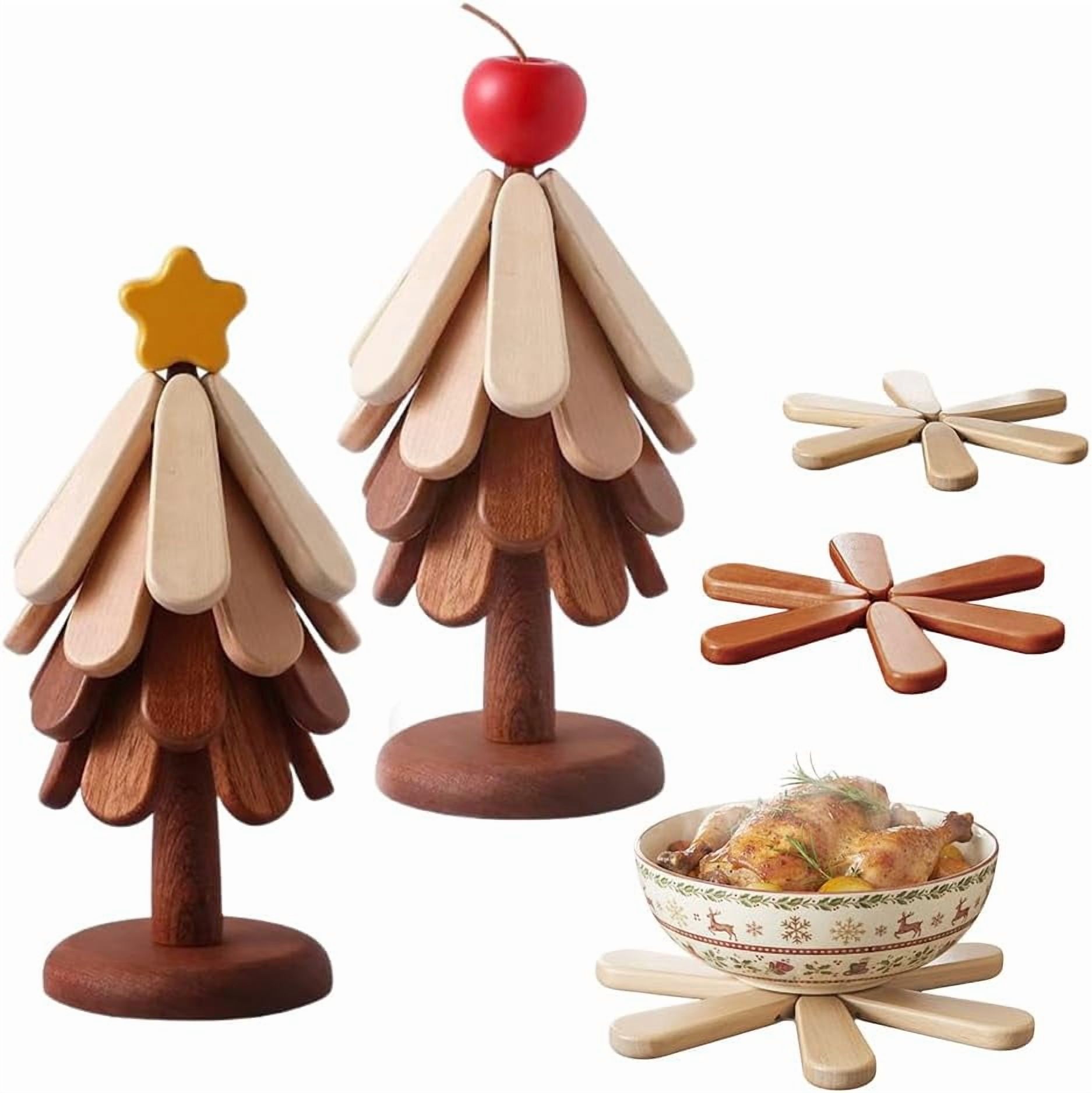 Trivett Tree Natural Wooden Tree Trivets for Hot Dishes, 2026 Upgrade Foldable ...
