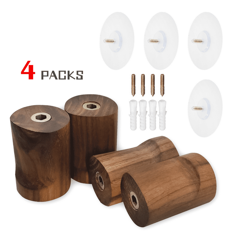 NAUMOO Natural Wooden Wall Mounted Hooks - Pack of 4 - Modern - Handmade  Decorative Wood Pegs Minimalist for Hanging Hat, Coats (Black Walnut Wood)
