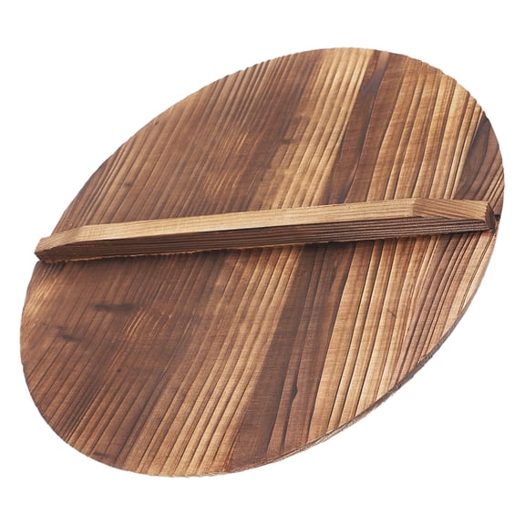 Natural Wooden Wok Lid with Handle - Round Skillet Cover for Frying Pan and Stir Frying, Kitchen Cookware Accessory