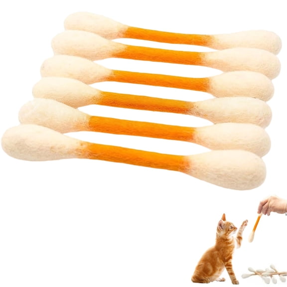 Natural Wool Cat Teething Chew Stick Set 100% Sheep Wool Soft Dental Cleaning Toy for Kittens Cats Teeth Cleaning Stress Relief Interactive Chew Training Toy Indoor Pet Supplies
