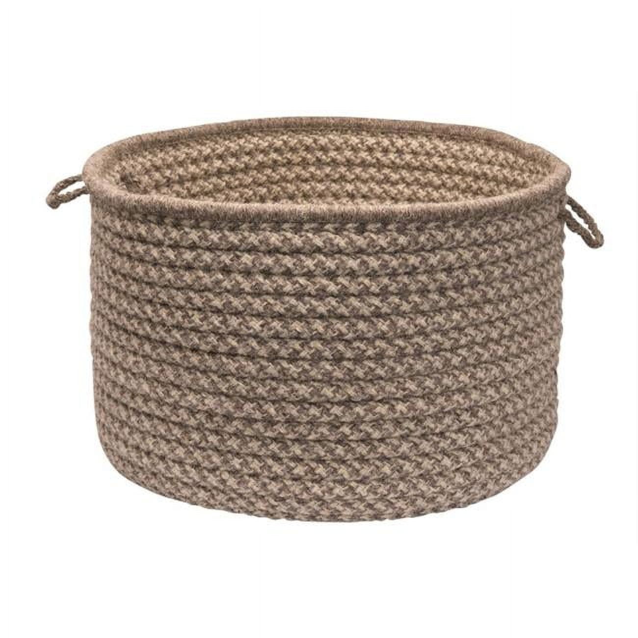 Latte Houndstooth 24" Round Wool Storage Basket