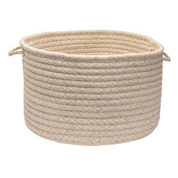 Natural Wool Houndstooth - Cream 18 in. x 12 in. Storage Basket Rug