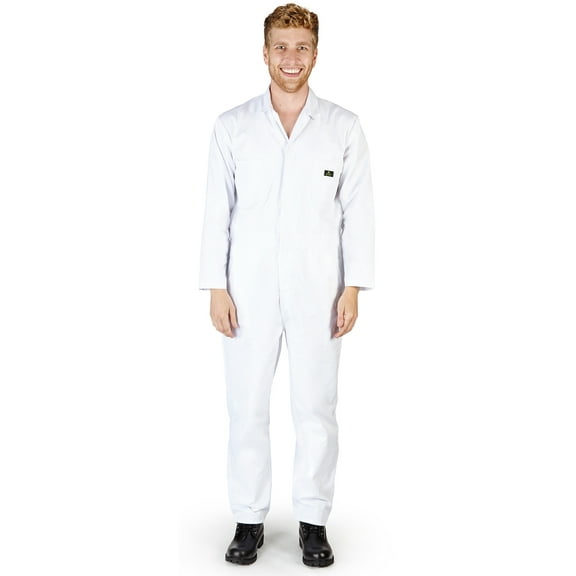 Natural Workwear Adult Mens Long Sleeve Coverall White XS - Runs 1 Size Small