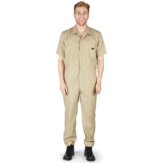 Natural Workwear Adult Unisex Mens Short Sleeve Coverall Khaki XL - Runs 1 Size Small