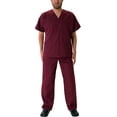 thumbnail image 1 of Natural Workwear Mens Medical Dental Scrub Set Adult Male Work Uniform Burgundy XS, 1 of 19