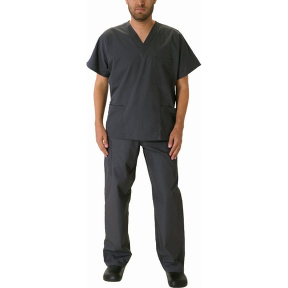 Natural Workwear Mens Medical Dental Scrub Set Adult Male Work Uniform Pewter XX-Small