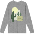 thumbnail image 1 of Natural World Cacti & Shapes Heather Gray Adult Crew Neck Long Sleeve Tee-XXL, 1 of 3