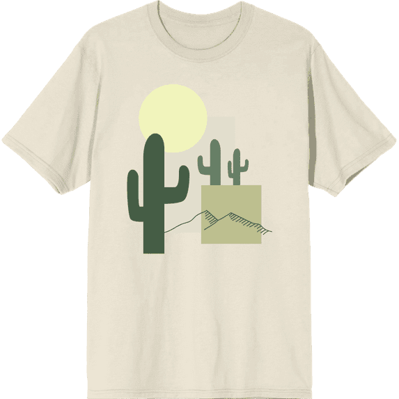 Natural World Cacti & Shapes Natural Men's Crew Neck Short Sleeve Tee-Medium