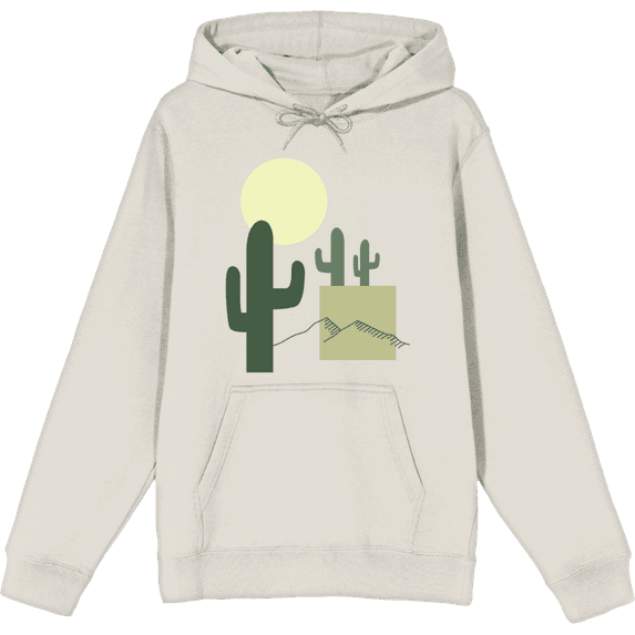 Natural World Cacti & Shapes Sand Adult Long Sleeve Hoodie-Small