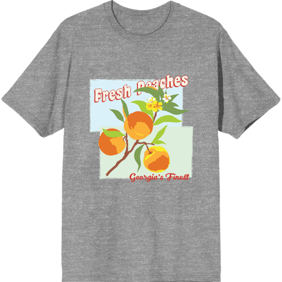 Natural World Fresh Peaches Crew Neck Short Sleeve Adult T-shirt
-Medium-Heather Gray