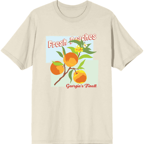 Natural World Fresh Peaches Crew Neck Short Sleeve Adult T-shirt
-Medium-Off-White