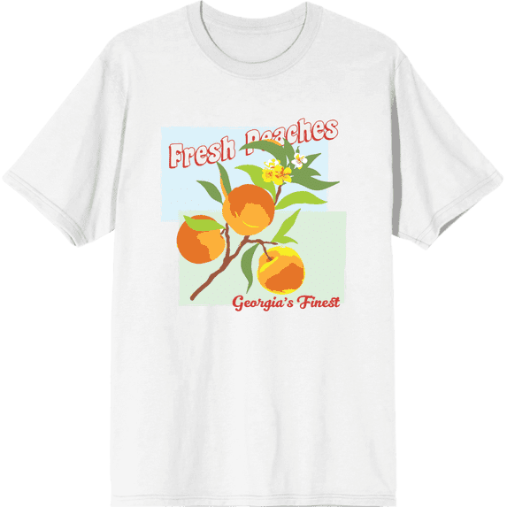 Natural World Fresh Peaches Crew Neck Short Sleeve Adult T-shirt
-XS-White