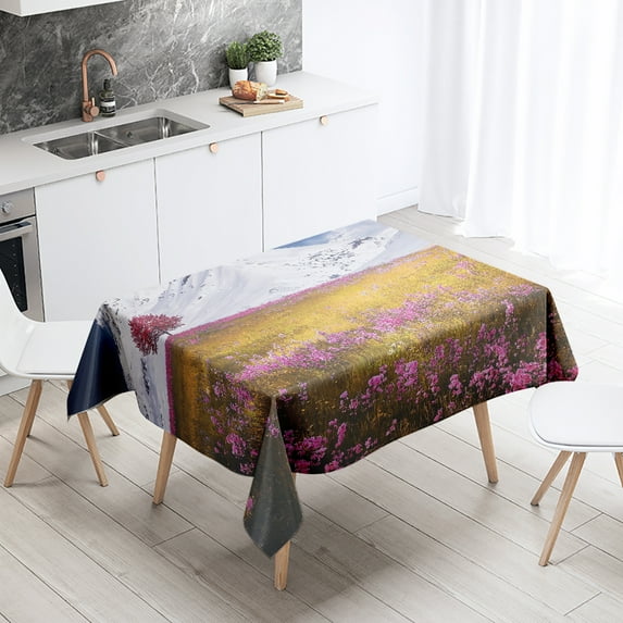 Natural World Landscape Tablecloth Sunset Stain Resistant Waterproof Rectangular Kitchen Dining Table Home Decor