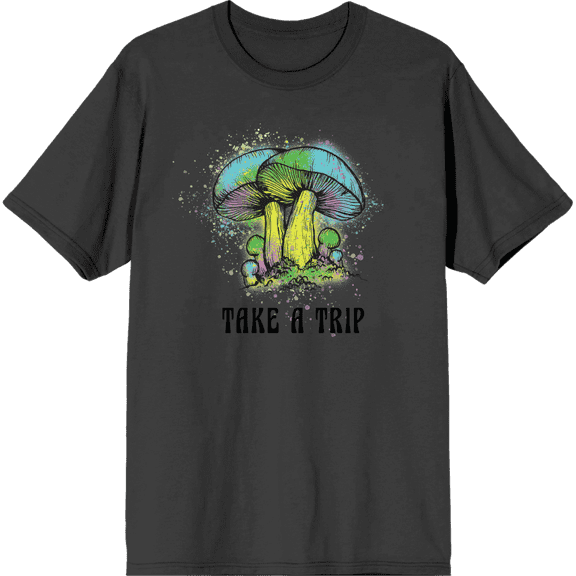 Natural World Mushrooms Take A Trip Crew Neck Short Sleeve Adult T-shirt
-3XL-Charcoal