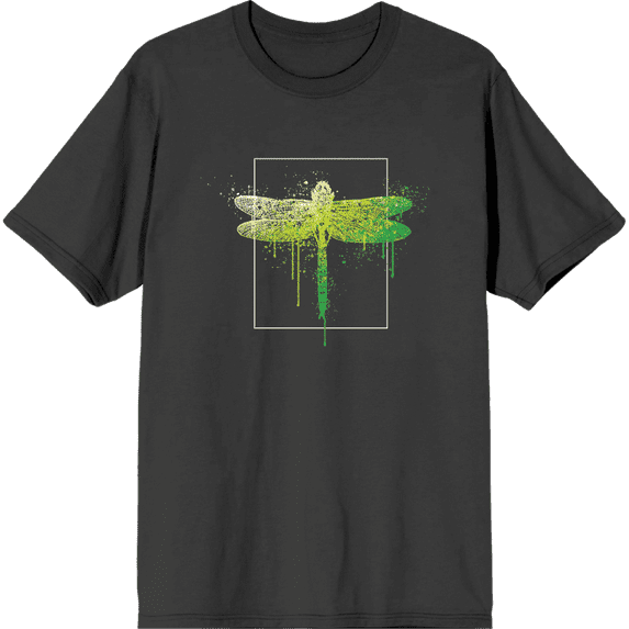 Natural World Paint Splatter Dragonfly Crew Neck Short Sleeve Adult T-shirt
-Medium-Charcoal